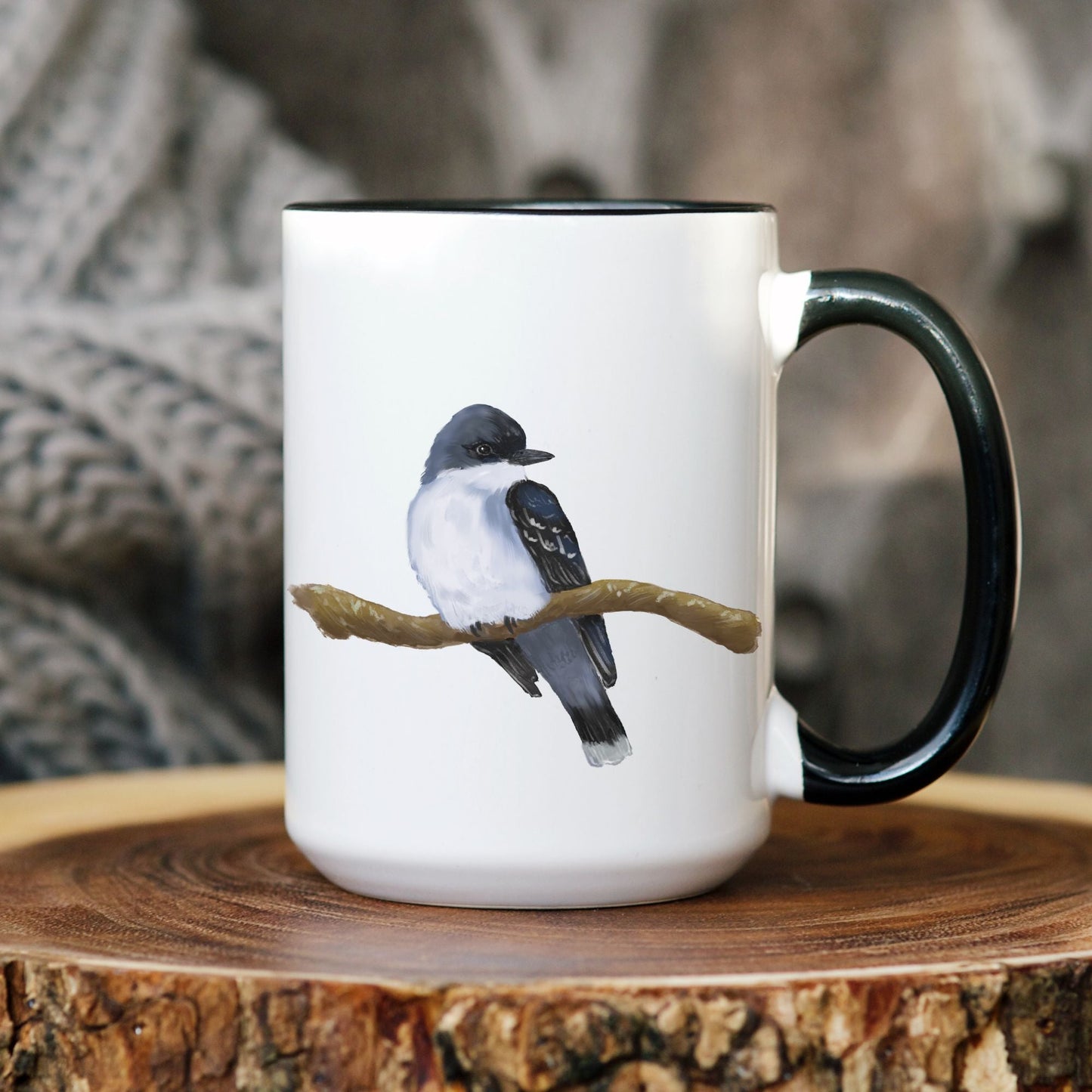 Eastern Kingbird Mug with Elegant Illustration - MerikaArt