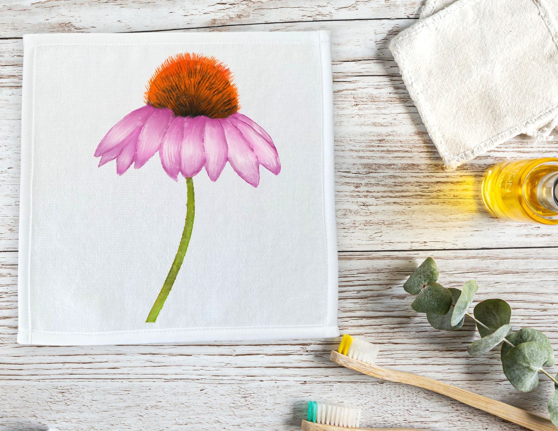 Echinacea Flower Washcloth - MerikaArt