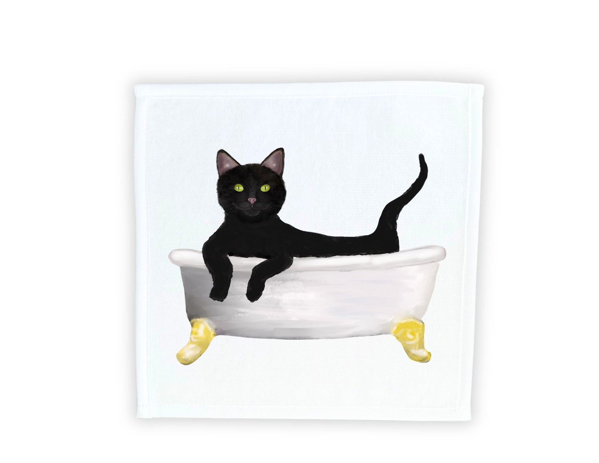 Elegant Black Cat Bathtub Washcloth – A Perfect Gift for Cat Lovers - MerikaArt