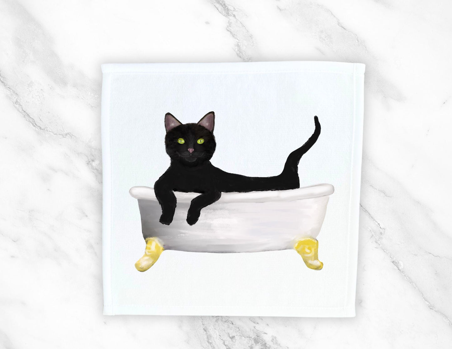 Elegant Black Cat Bathtub Washcloth – A Perfect Gift for Cat Lovers - MerikaArt