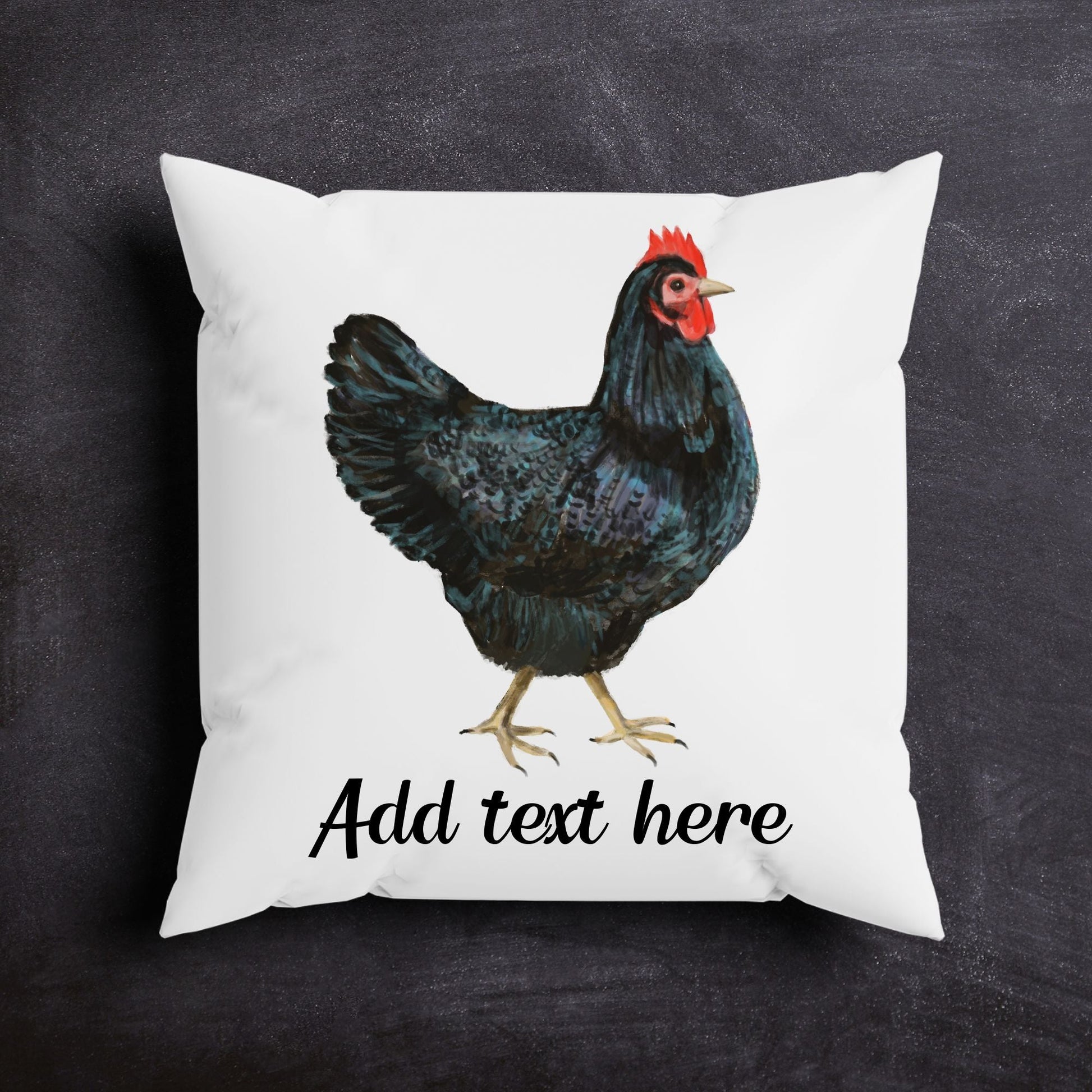 Elegant Black Hen Pillow - Farmhouse Nature Inspired Home Decor - MerikaArt