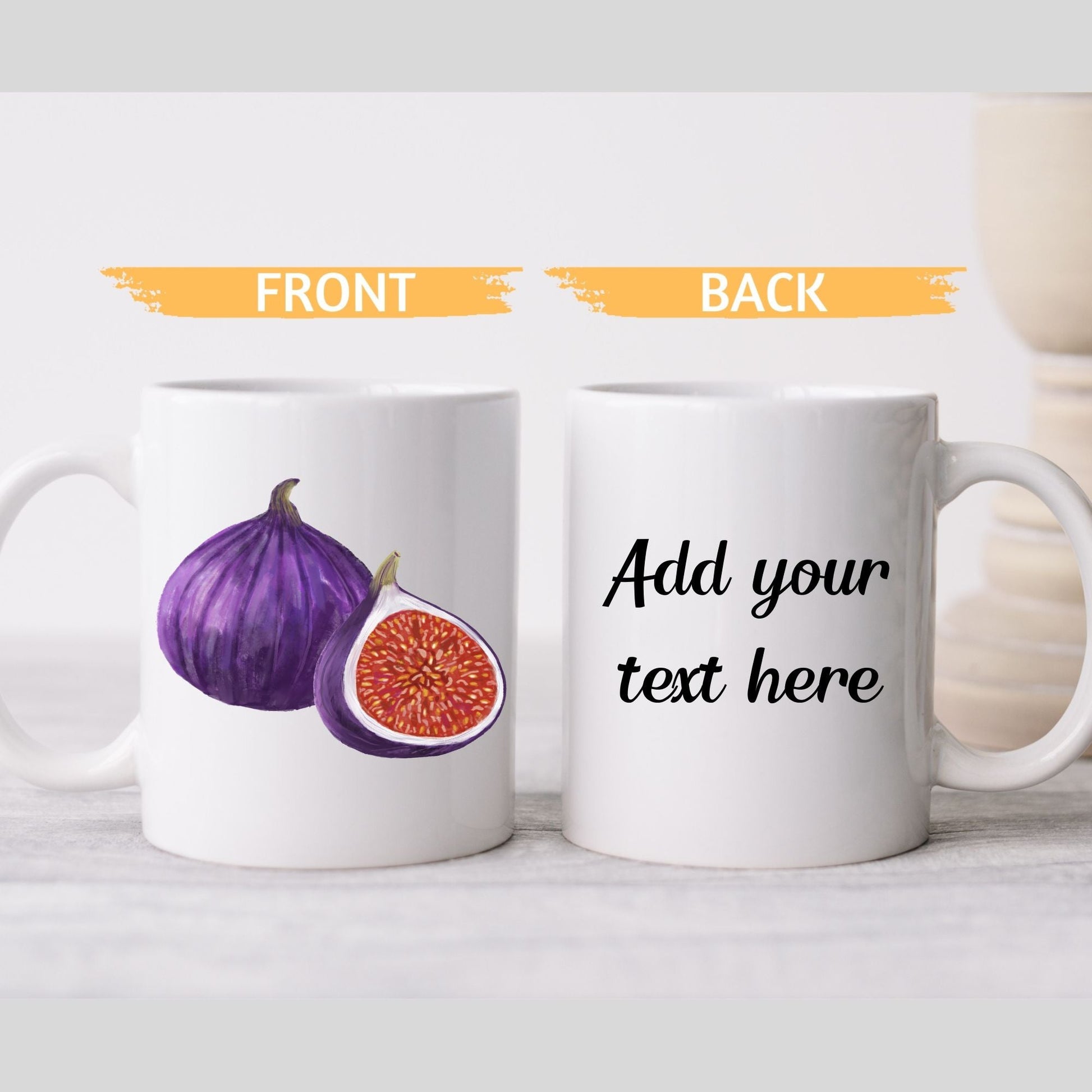 Elegant Fig Mug with Fresh Fruit Art - MerikaArt