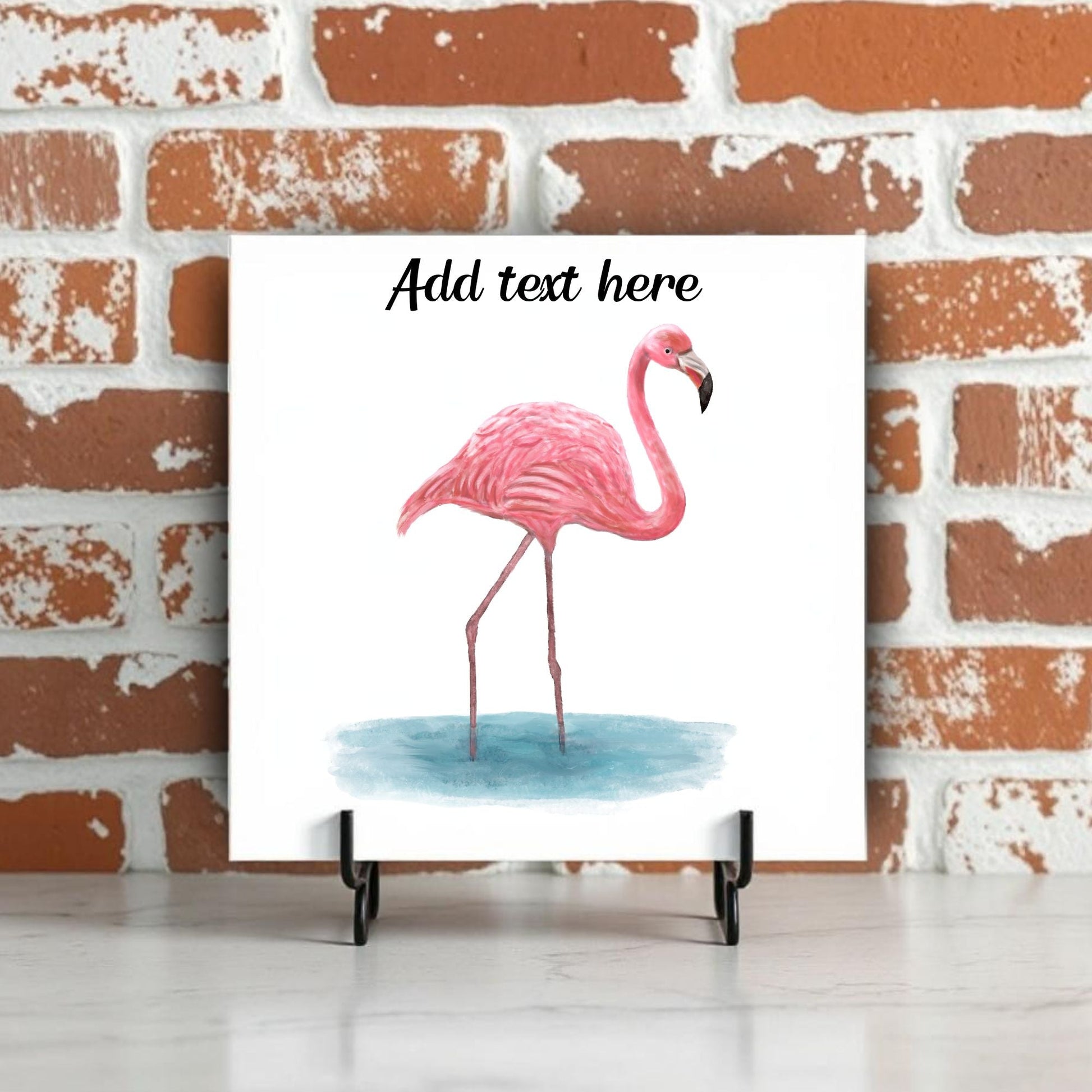 Elegant Flamingo Ceramic Tile – Handcrafted Tropical Bird Artwork - MerikaArt