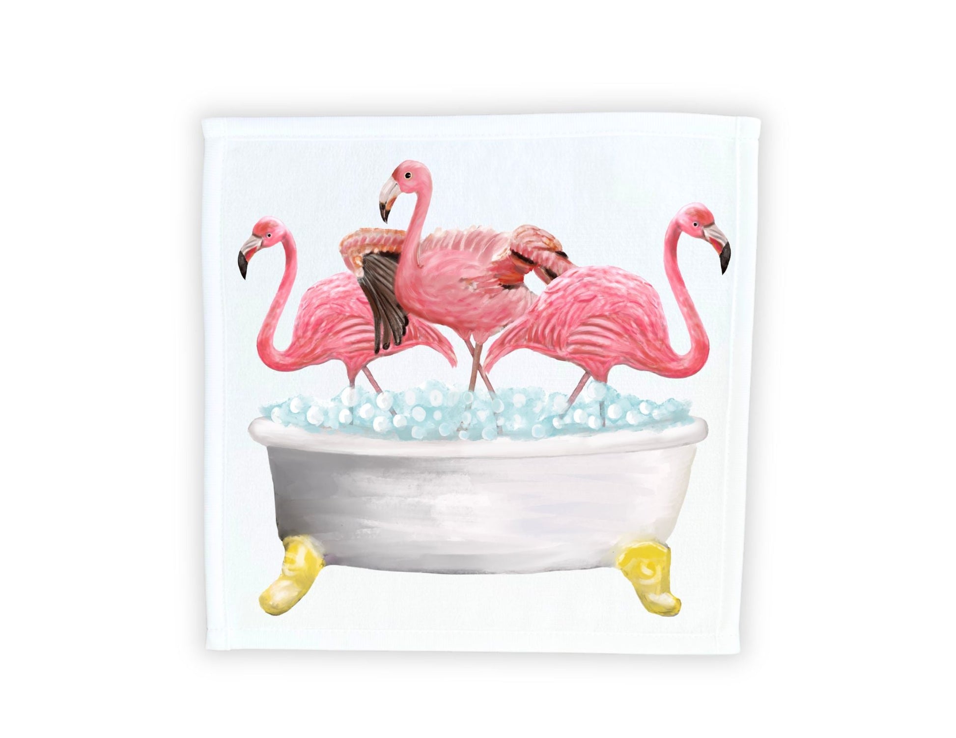 Elegant Flamingos Bath Scene Washcloth – A Tropical Delight - MerikaArt