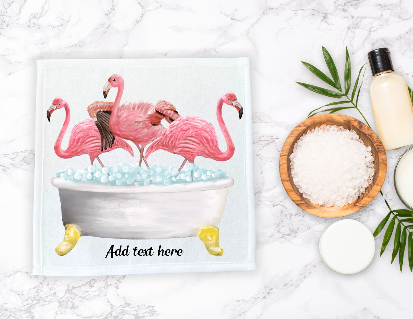 Elegant Flamingos Bath Scene Washcloth – A Tropical Delight - MerikaArt