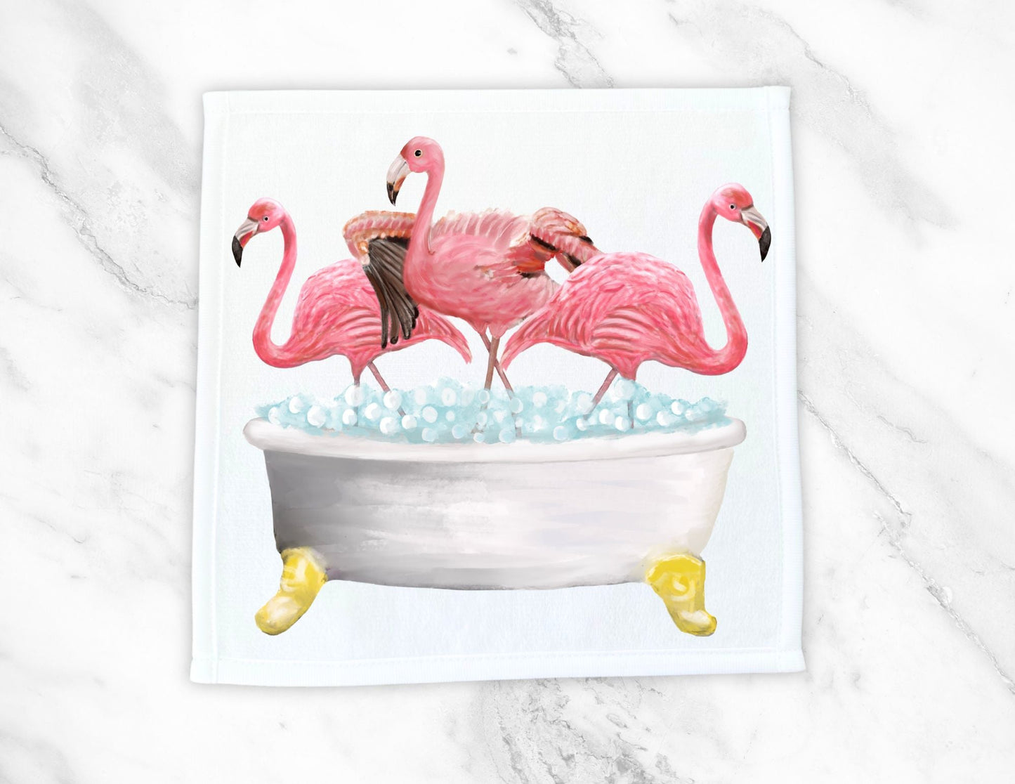 Elegant Flamingos Bath Scene Washcloth – A Tropical Delight - MerikaArt