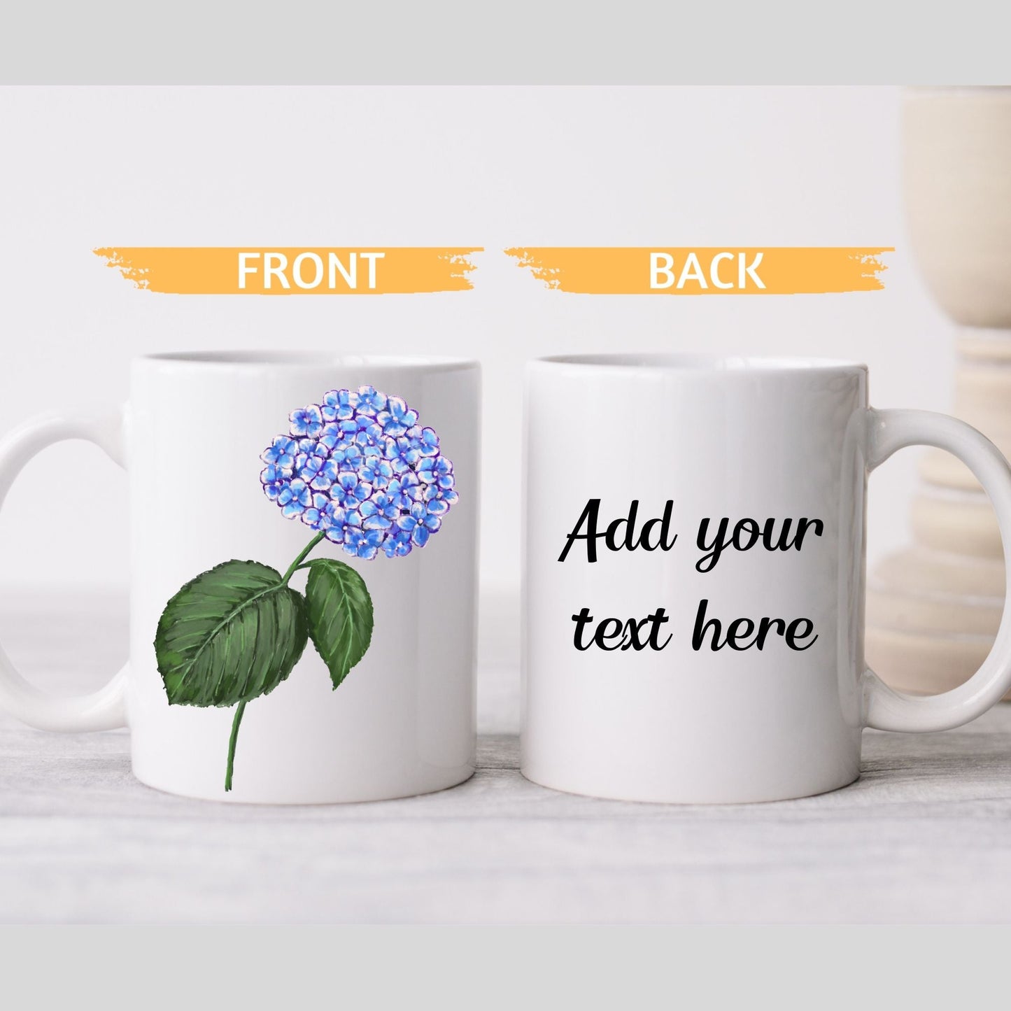 Elegant Hydrangea Mug with Botanical Flower Art - MerikaArt