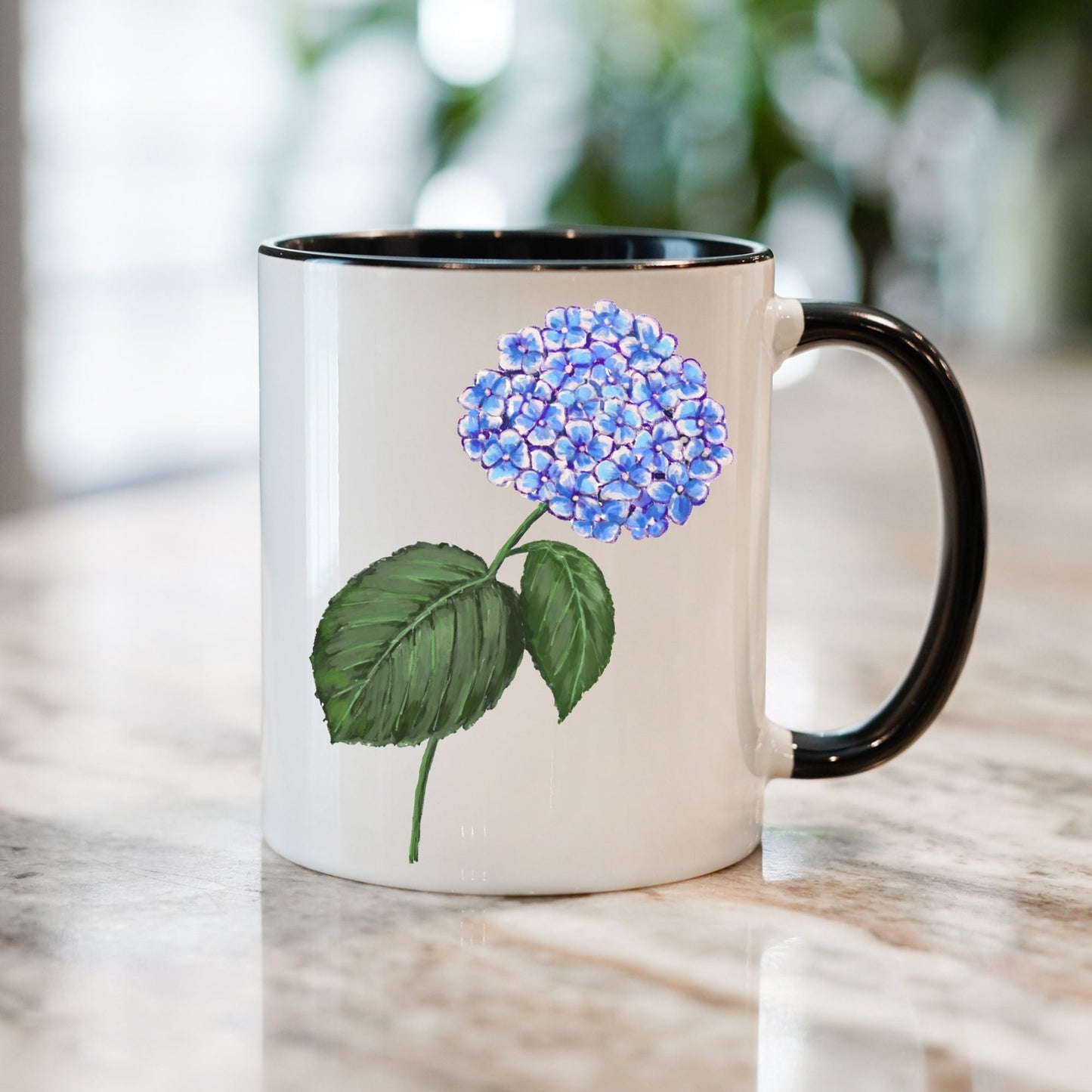 Elegant Hydrangea Mug with Botanical Flower Art - MerikaArt