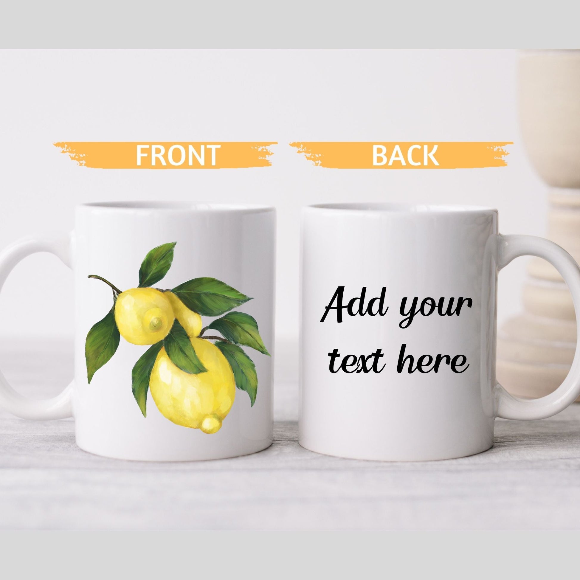 Elegant Lemon Branch Mug with Fresh Citrus Art - MerikaArt