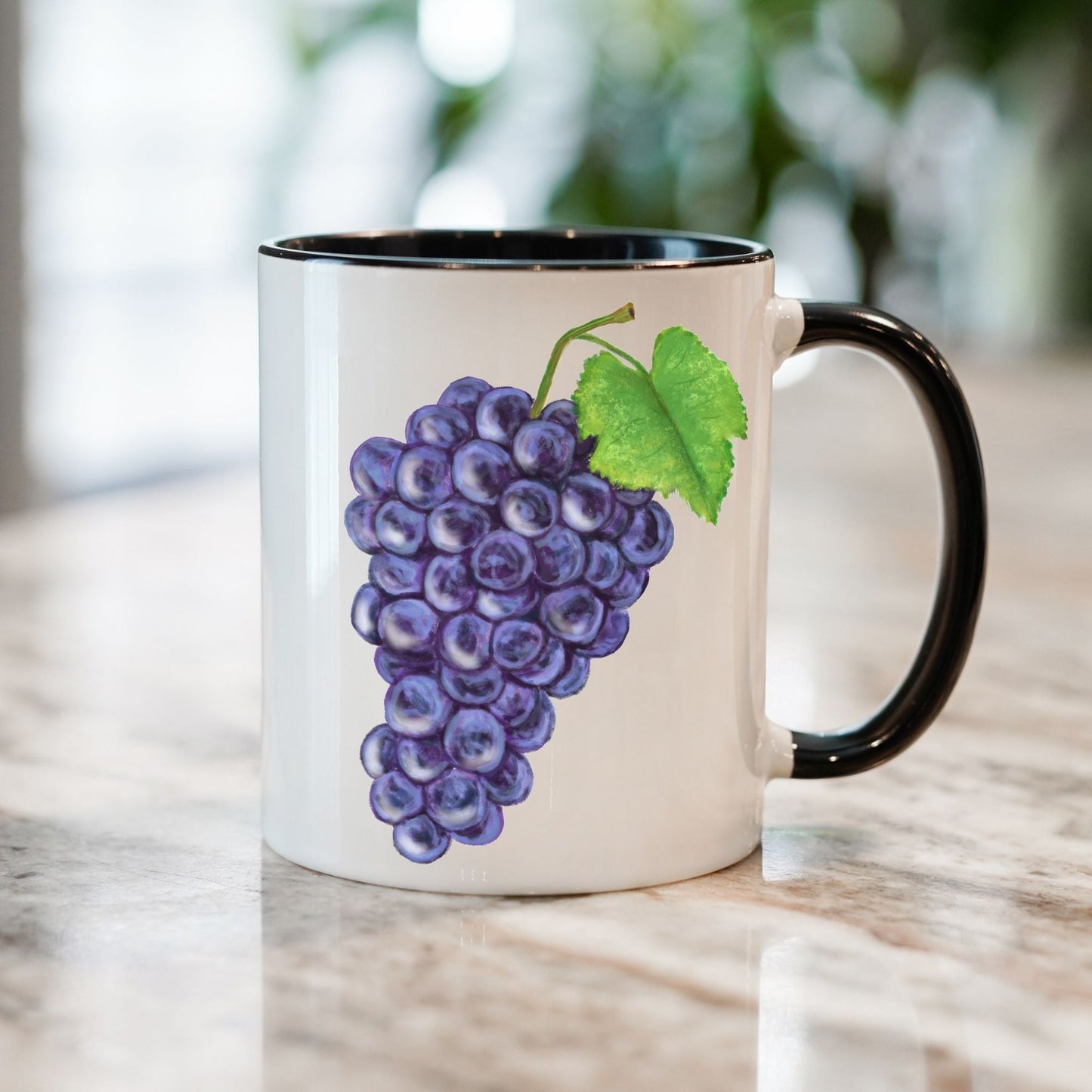 Elegant Purple Grape Mug with Botanical Fruit Art - MerikaArt