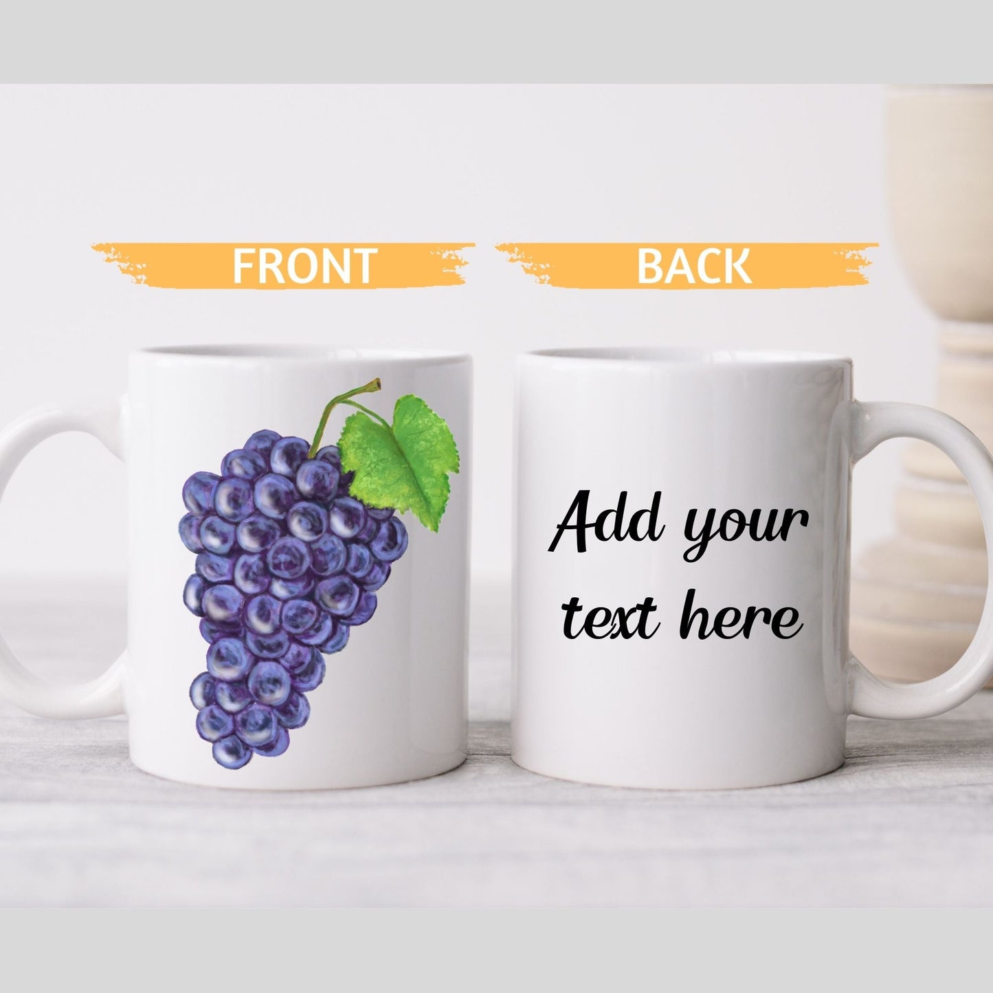 Elegant Purple Grape Mug with Botanical Fruit Art - MerikaArt