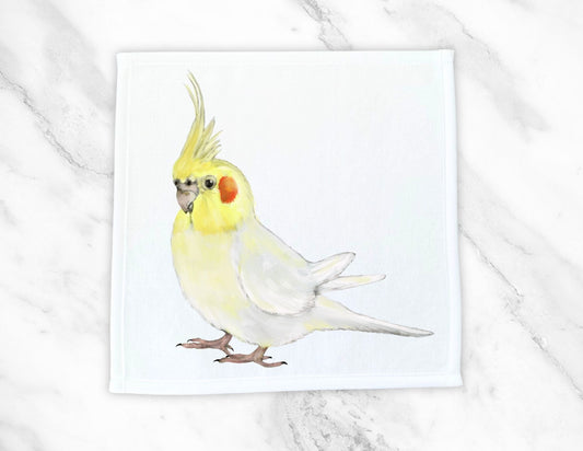 Elegant Yellow Cockatiel Washcloth – Perfect for Bird Lovers - MerikaArt