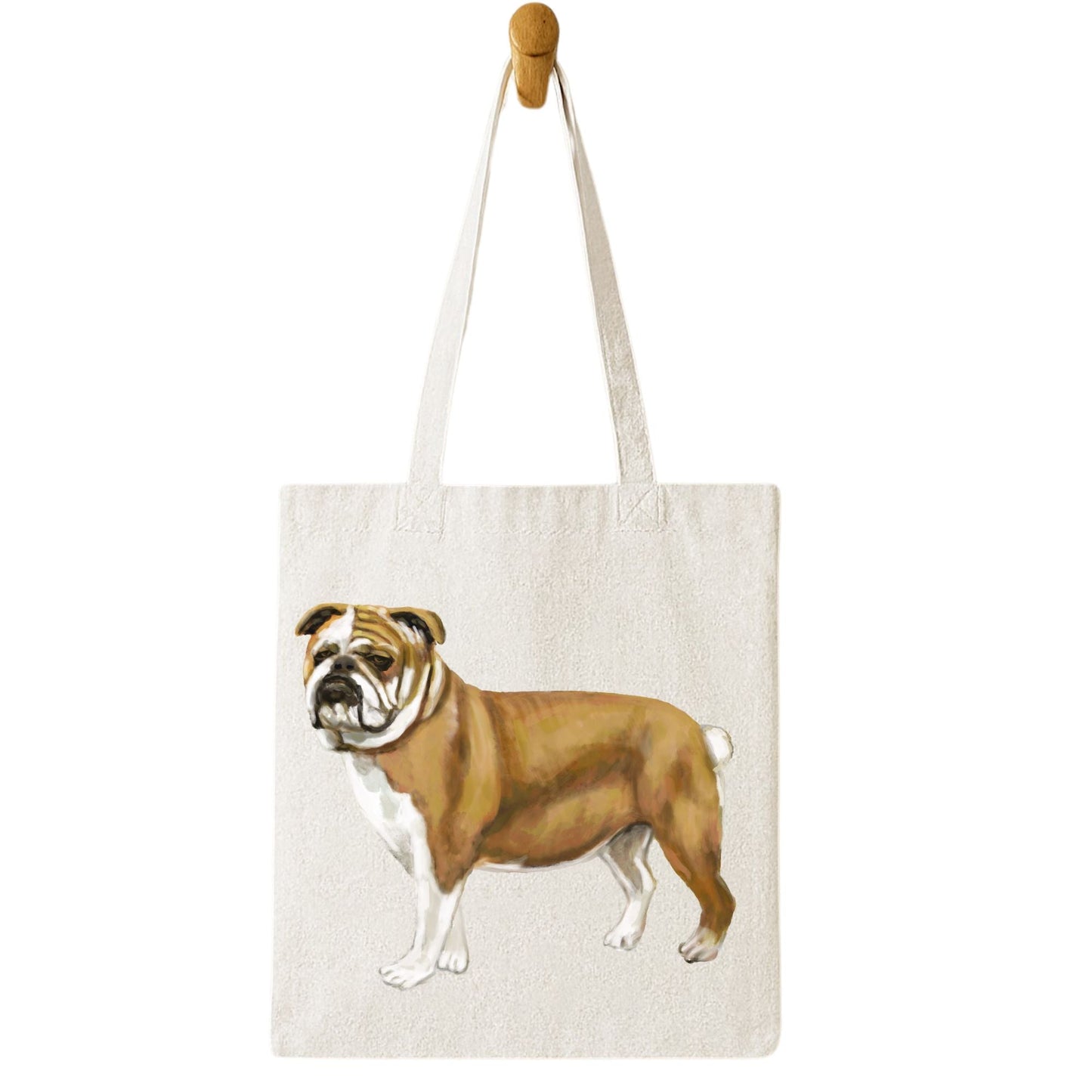English Bulldog Canvas Tote Bag - MerikaArt