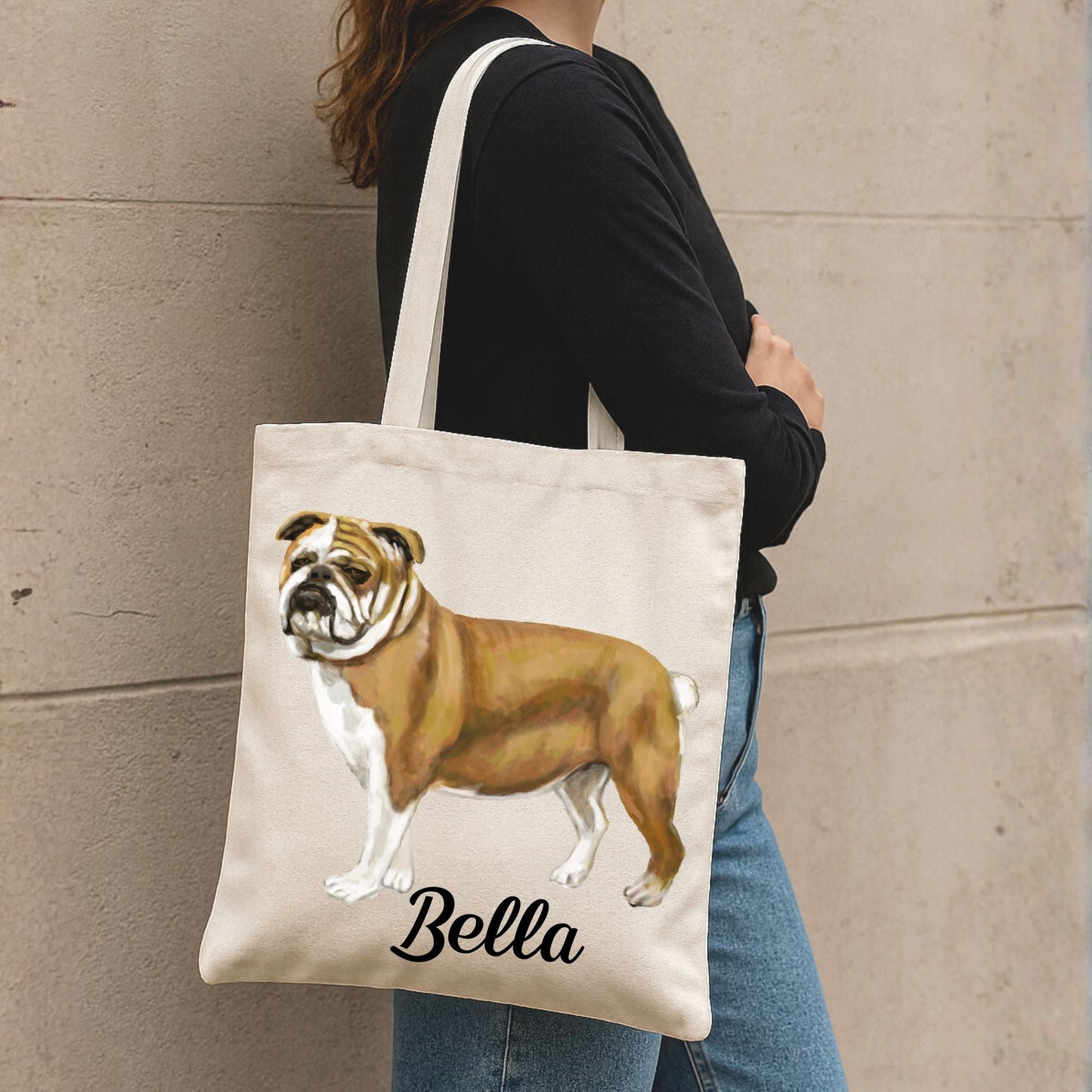 English Bulldog Canvas Tote Bag - MerikaArt