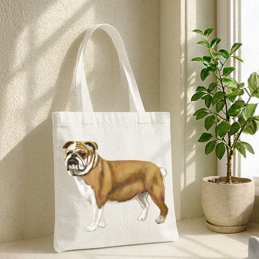 English Bulldog Canvas Tote Bag - MerikaArt