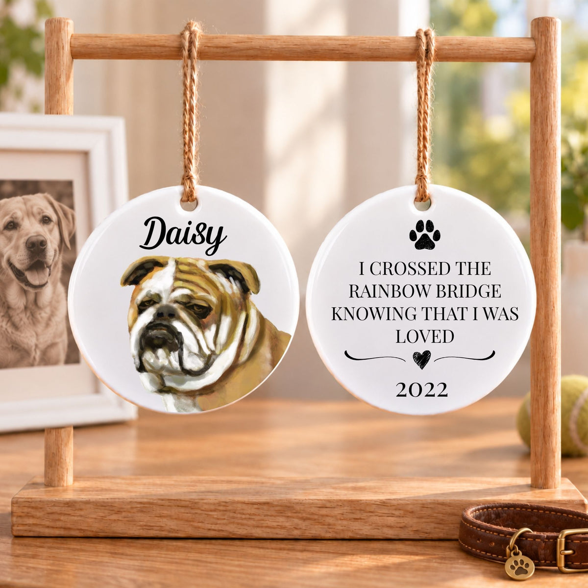 English Bulldog Ceramic Ornament - MerikaArt