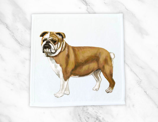 English Bulldog Washcloth - MerikaArt