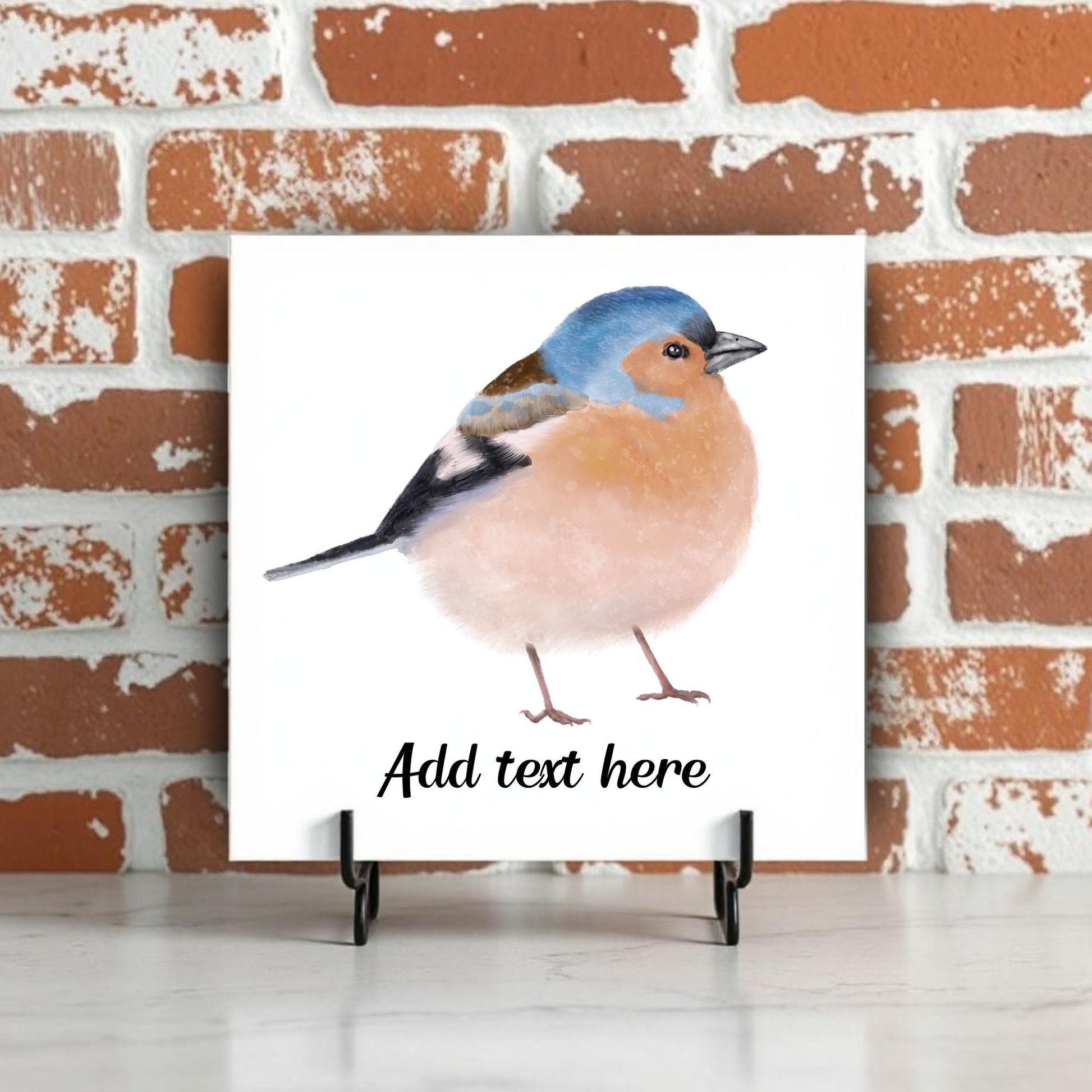 Eurasian Chaffinch Ceramic Tile – Handcrafted Bird Artwork - MerikaArt