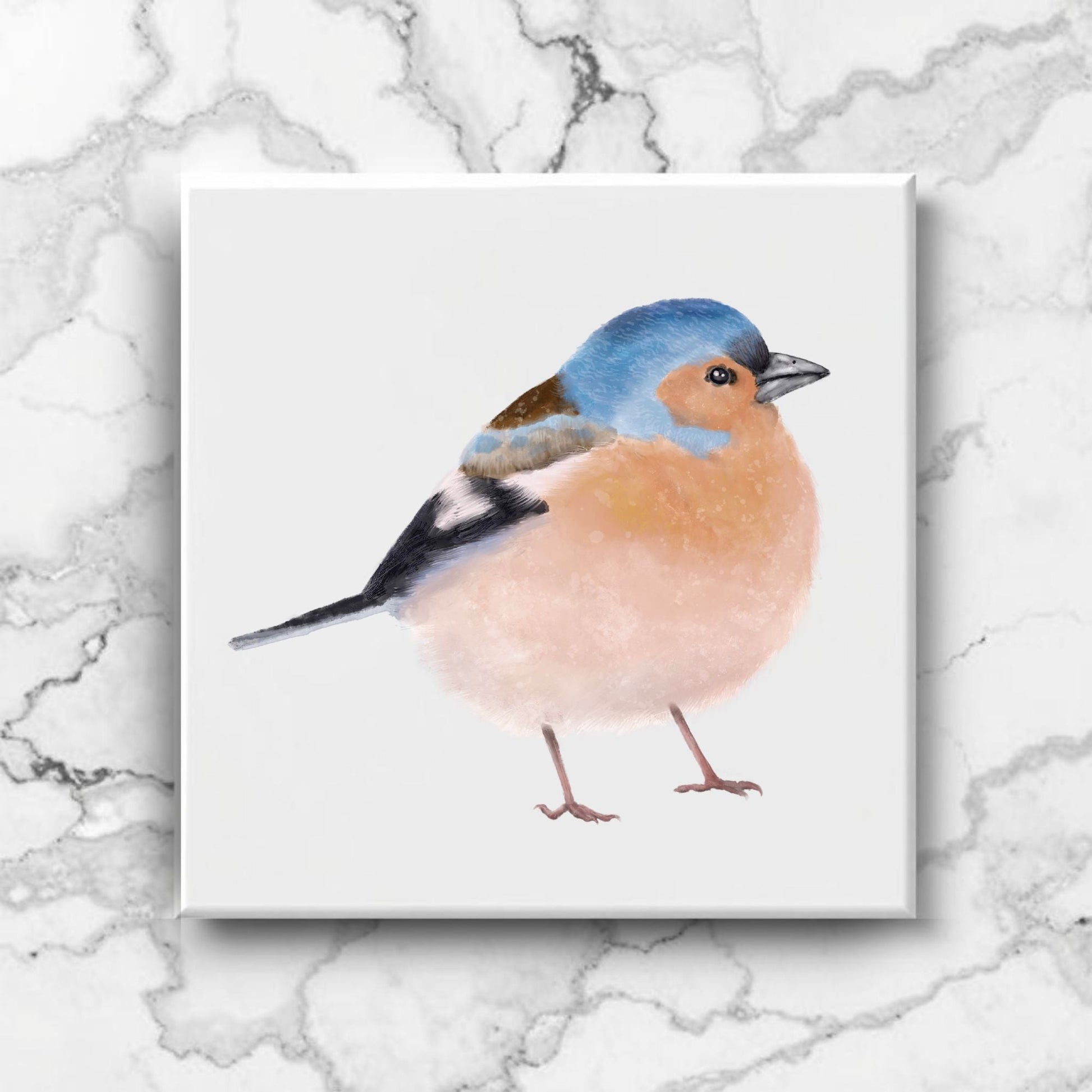 Eurasian Chaffinch Ceramic Tile – Handcrafted Bird Artwork - MerikaArt