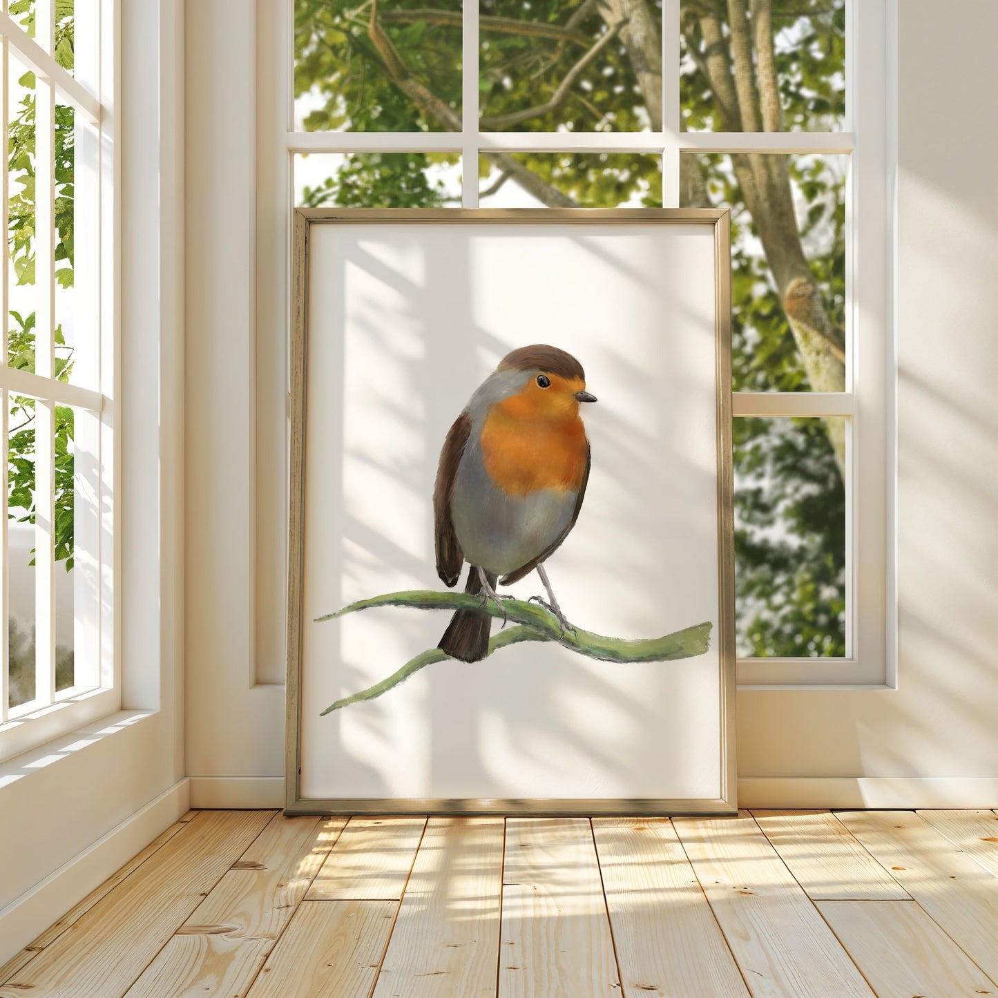European Robin Art Print – Charming and Elegant Bird Decor - MerikaArt