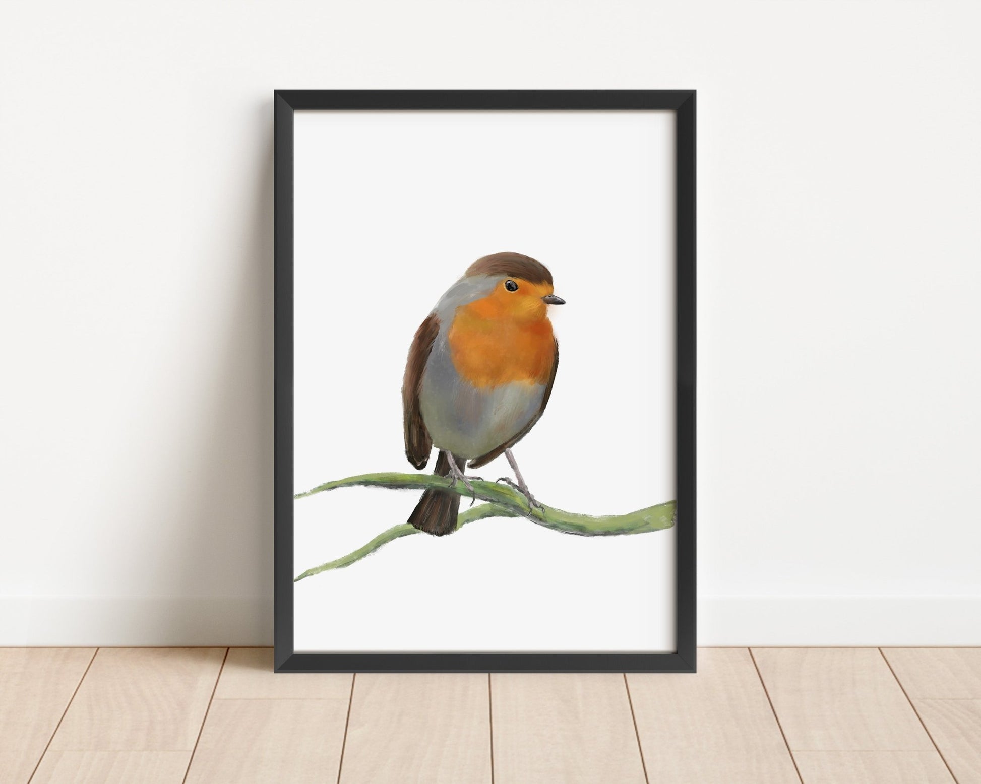 European Robin Art Print – Charming and Elegant Bird Decor - MerikaArt