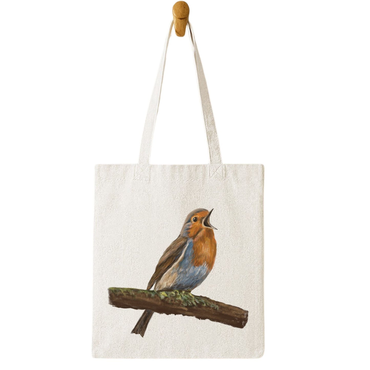 European Robin Canvas Tote Bag - MerikaArt
