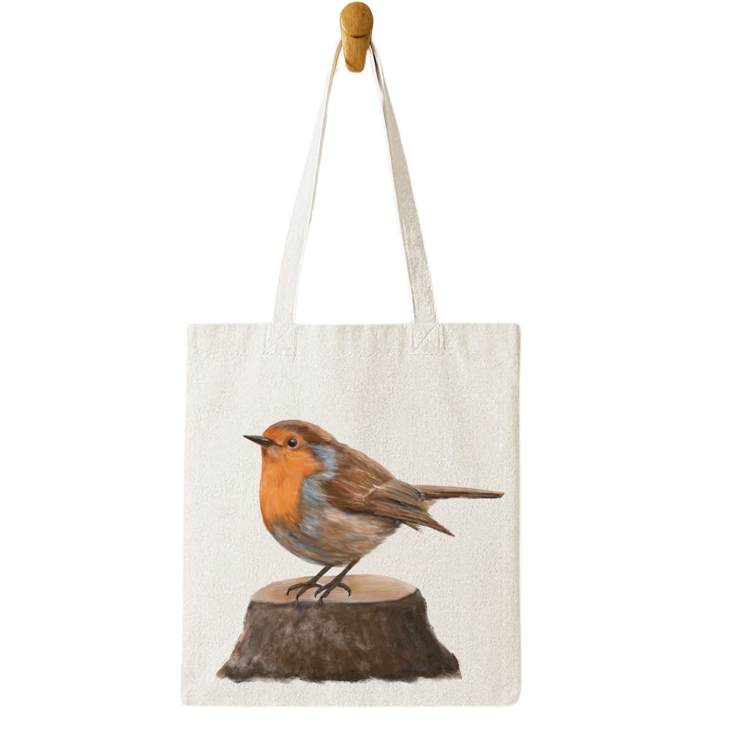 European Robin Canvas Tote Bag - MerikaArt