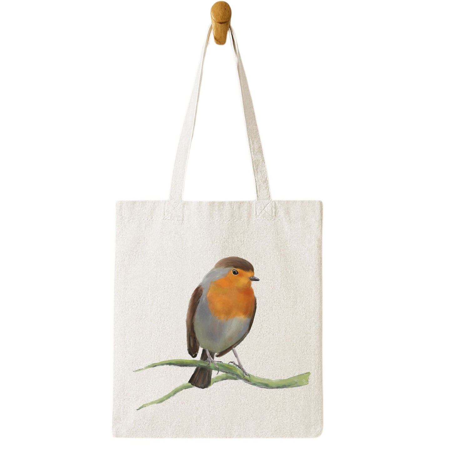 European Robin Canvas Tote Bag - MerikaArt