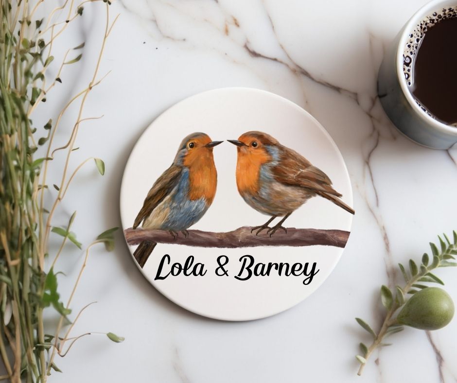 European Robin Ceramic Coaster - MerikaArt