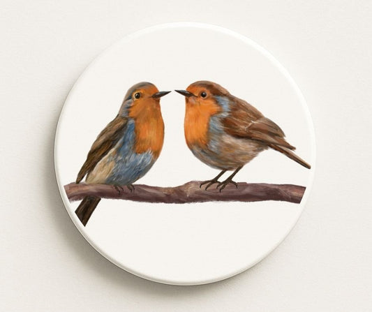 European Robin Ceramic Coaster - MerikaArt