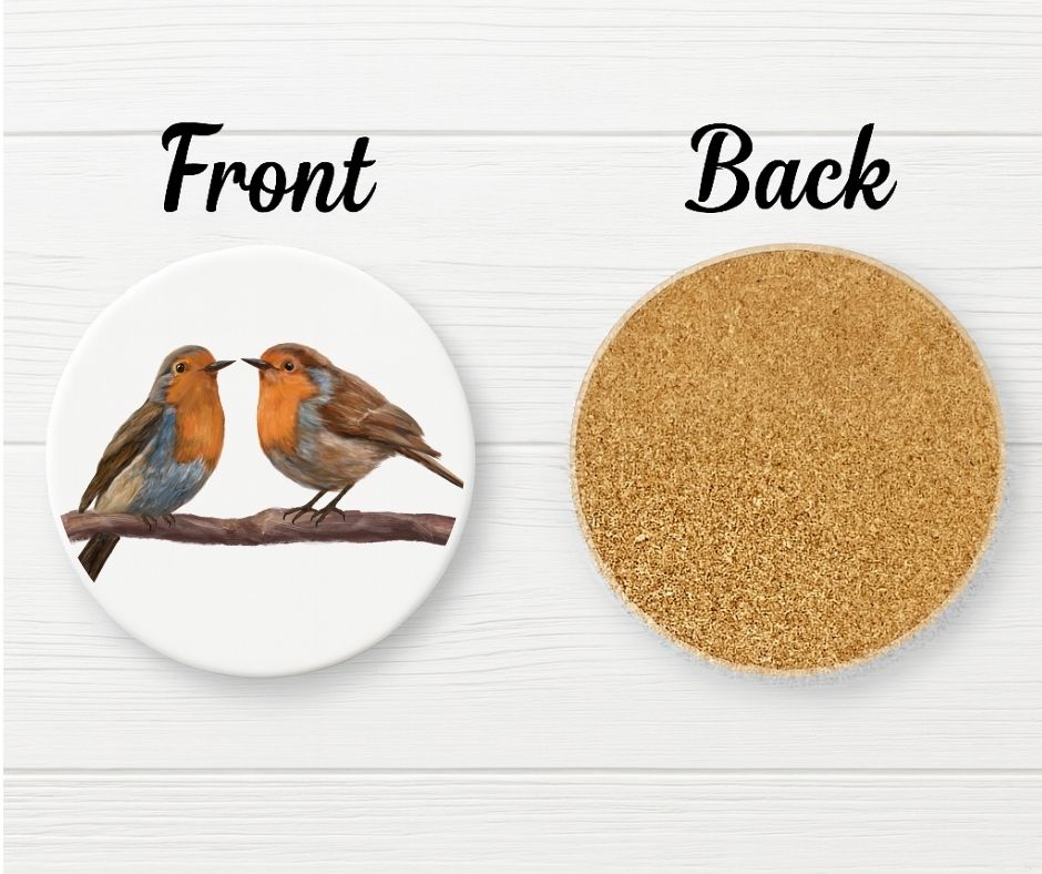 European Robin Ceramic Coaster - MerikaArt