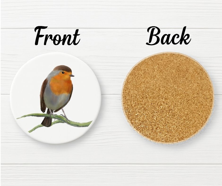 European Robin Ceramic Coaster - MerikaArt