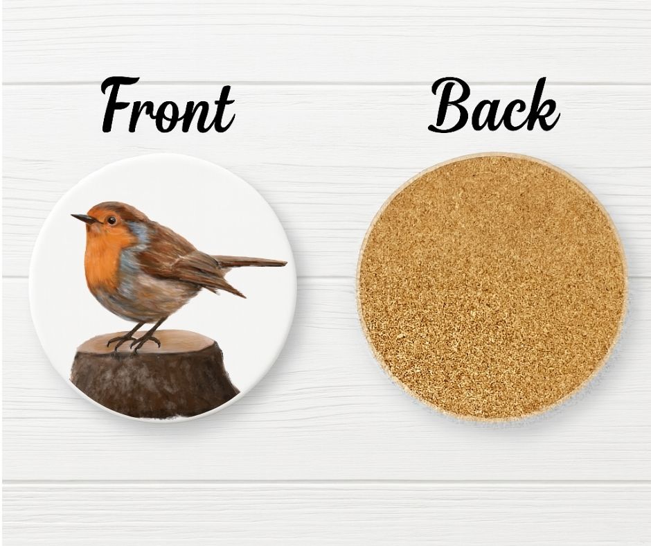 European Robin Ceramic Coaster - MerikaArt