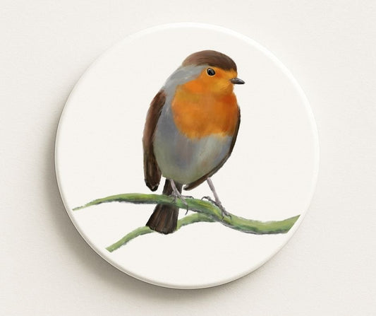 European Robin Ceramic Coaster - MerikaArt