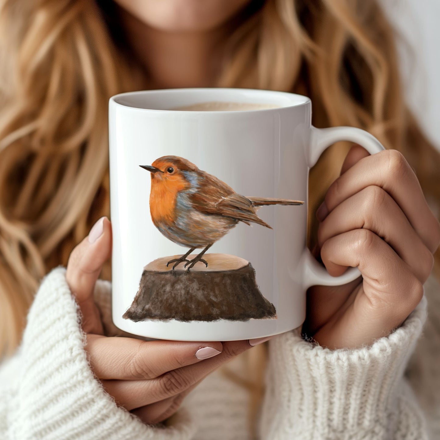 European Robin Ceramic Coffee Mug - MerikaArt