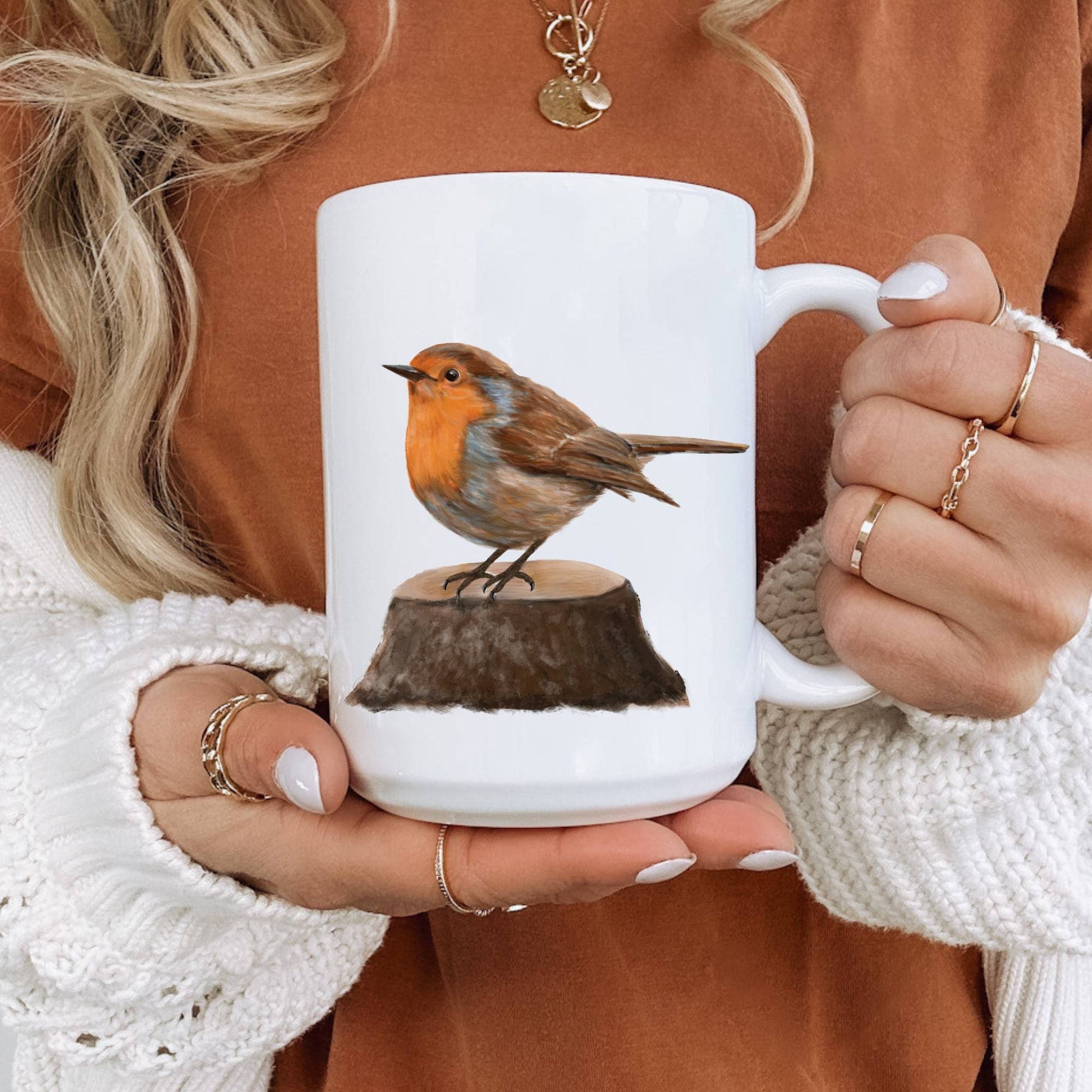 European Robin Ceramic Coffee Mug - MerikaArt