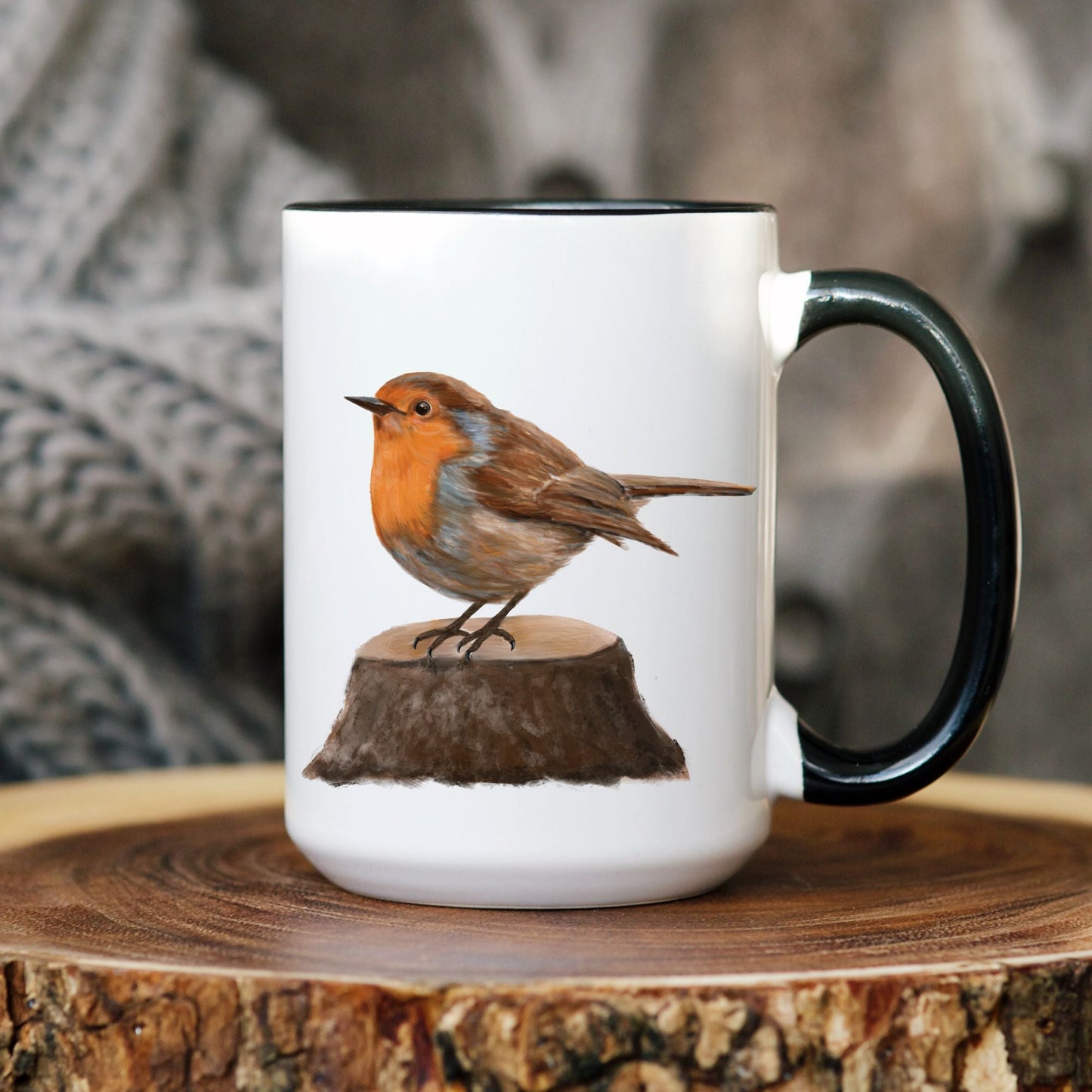 European Robin Ceramic Coffee Mug - MerikaArt