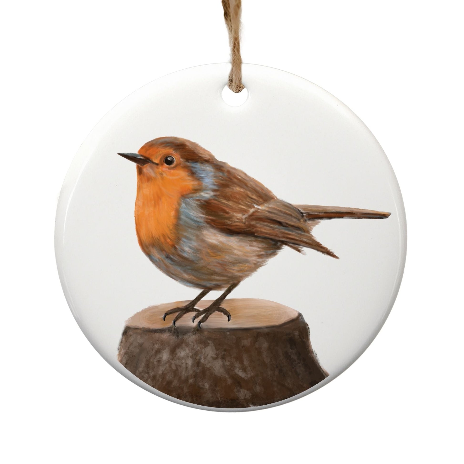 European Robin Ceramic Ornament - MerikaArt