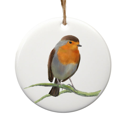 European Robin Ceramic Ornament - MerikaArt