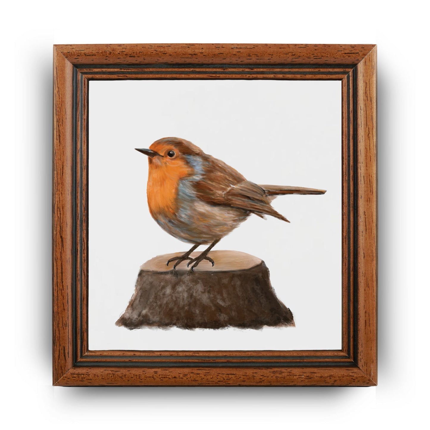 European Robin Ceramic Tile – Handcrafted Bird Lover Artwork - MerikaArt