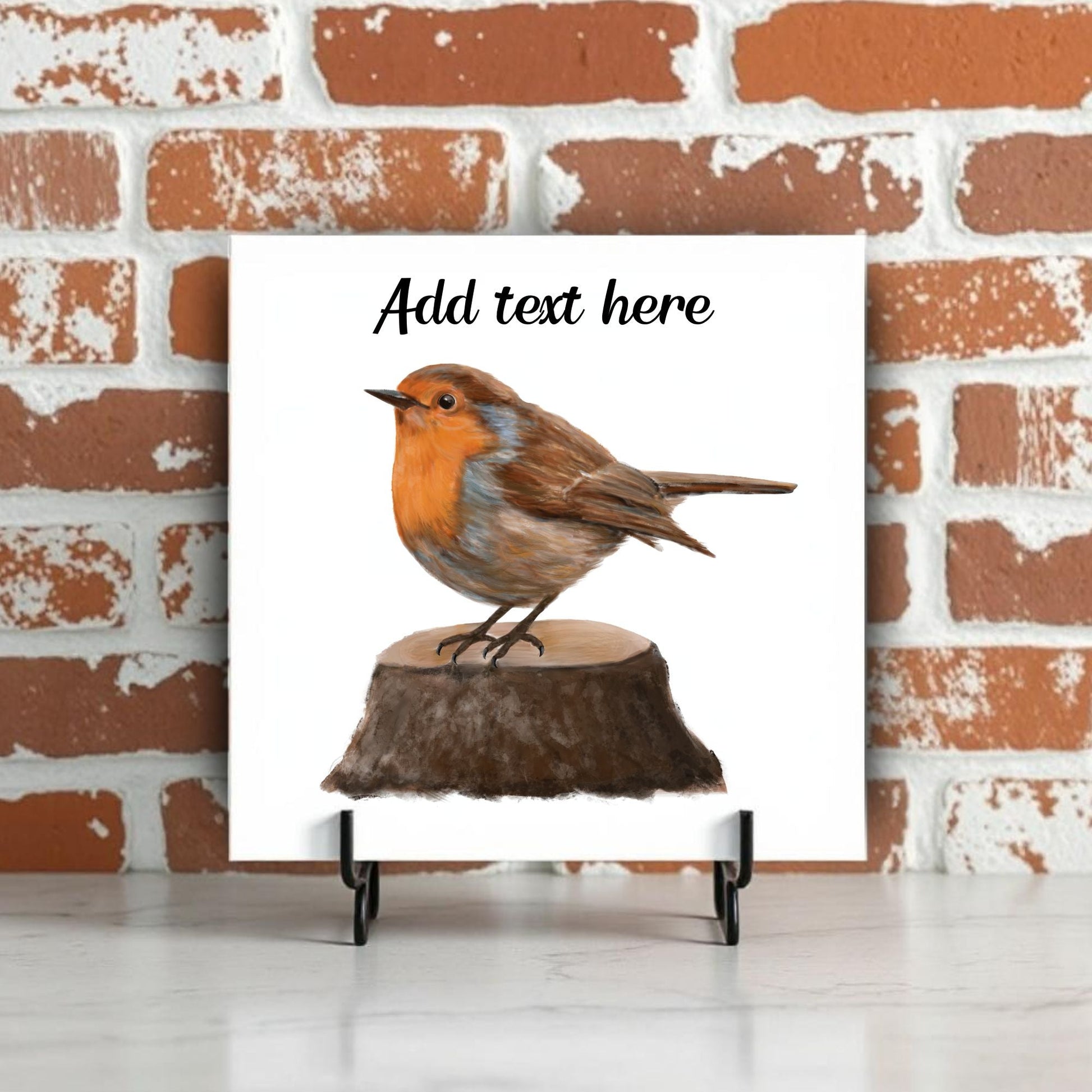 European Robin Ceramic Tile – Handcrafted Bird Lover Artwork - MerikaArt