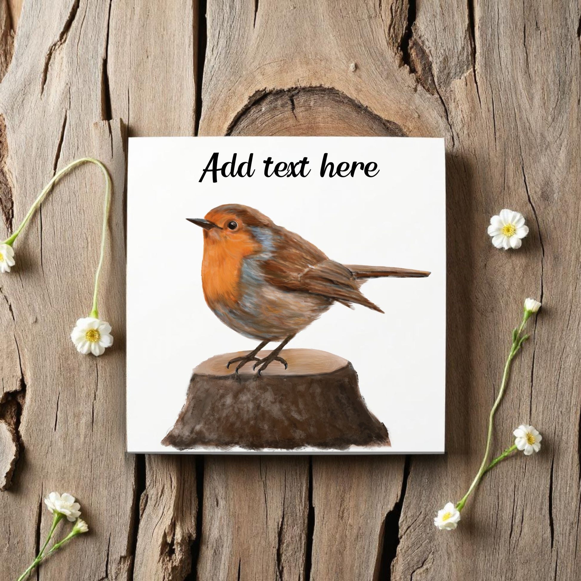 European Robin Ceramic Tile – Handcrafted Bird Lover Artwork - MerikaArt