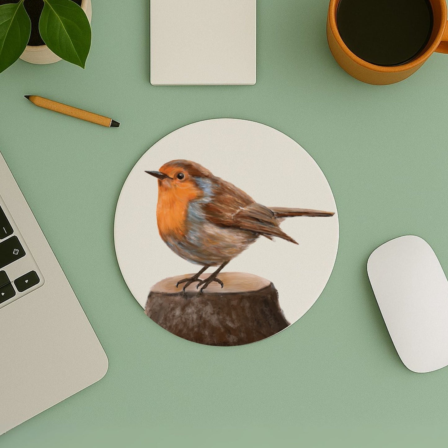 European Robin Mousepad - MerikaArt