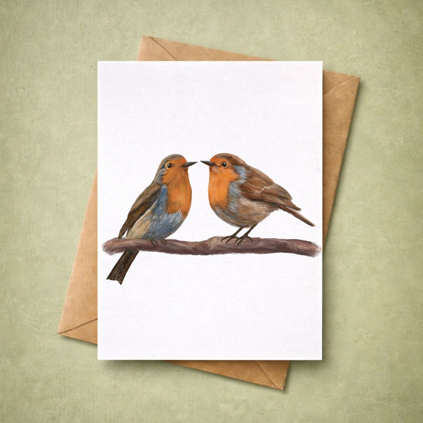 European Robin Pair Postcard - MerikaArt