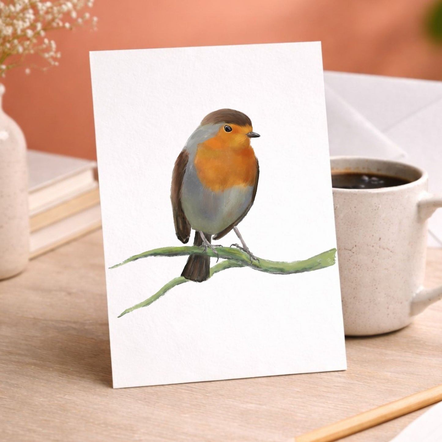 European Robin Postcard - MerikaArt