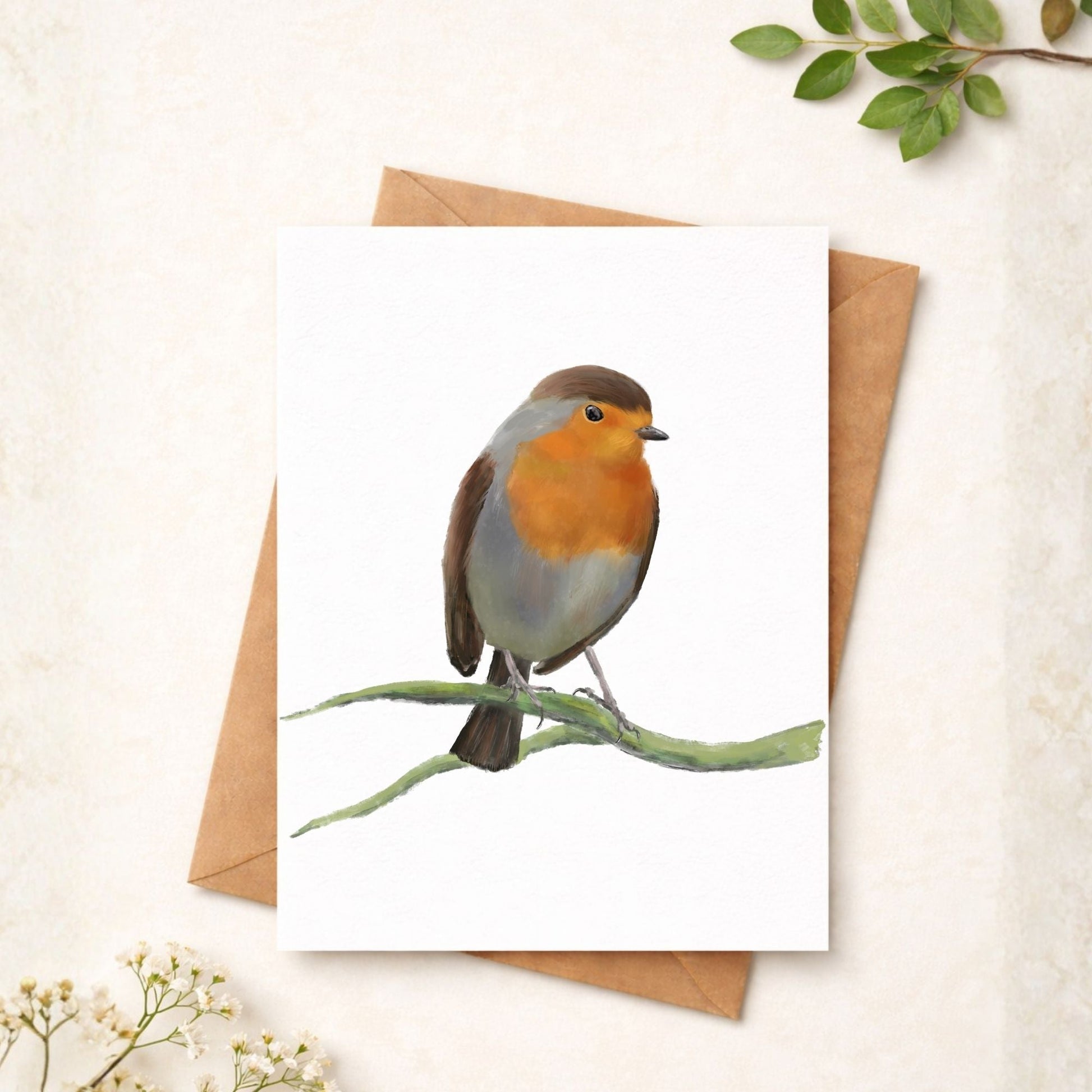 European Robin Postcard - MerikaArt