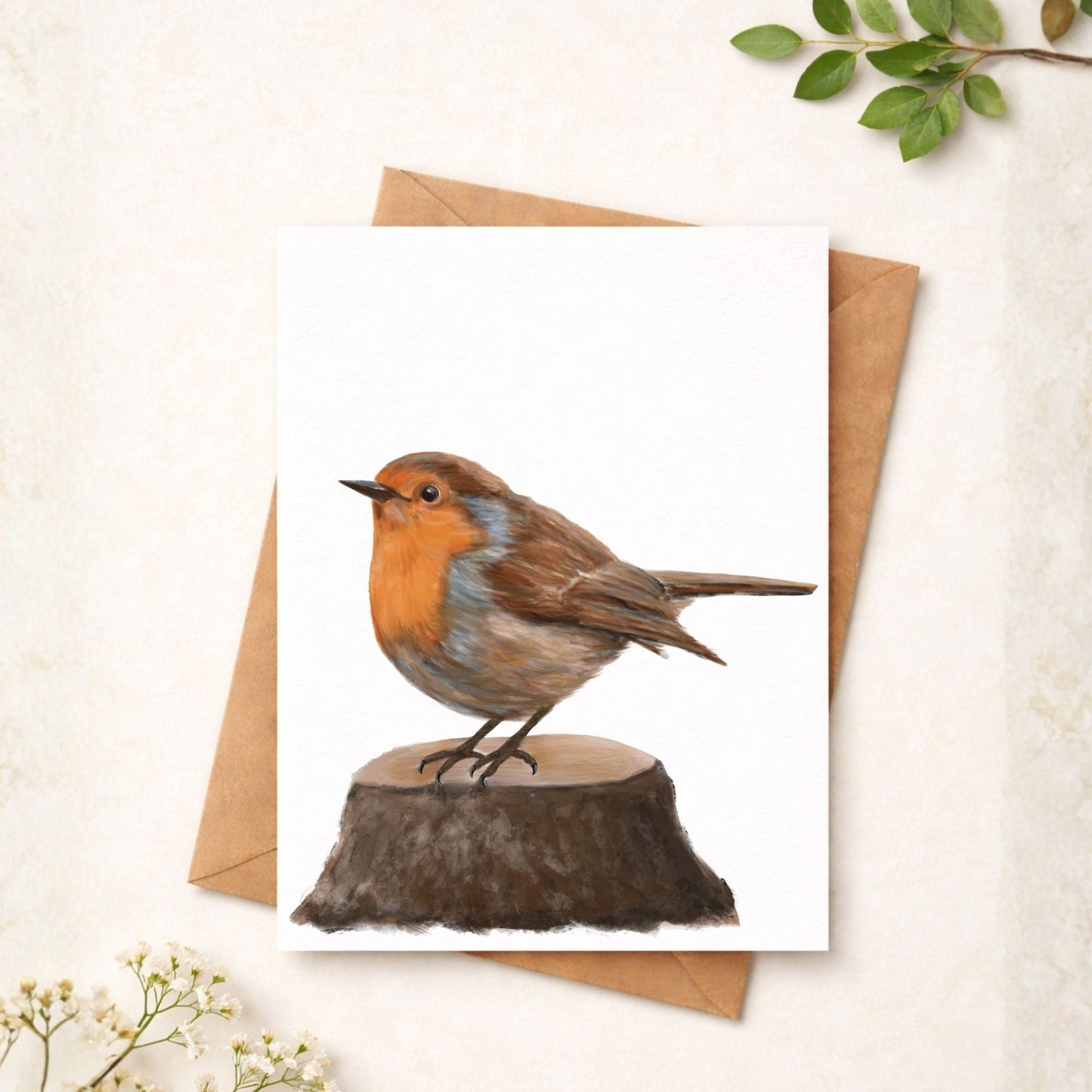 European Robin Postcard - MerikaArt