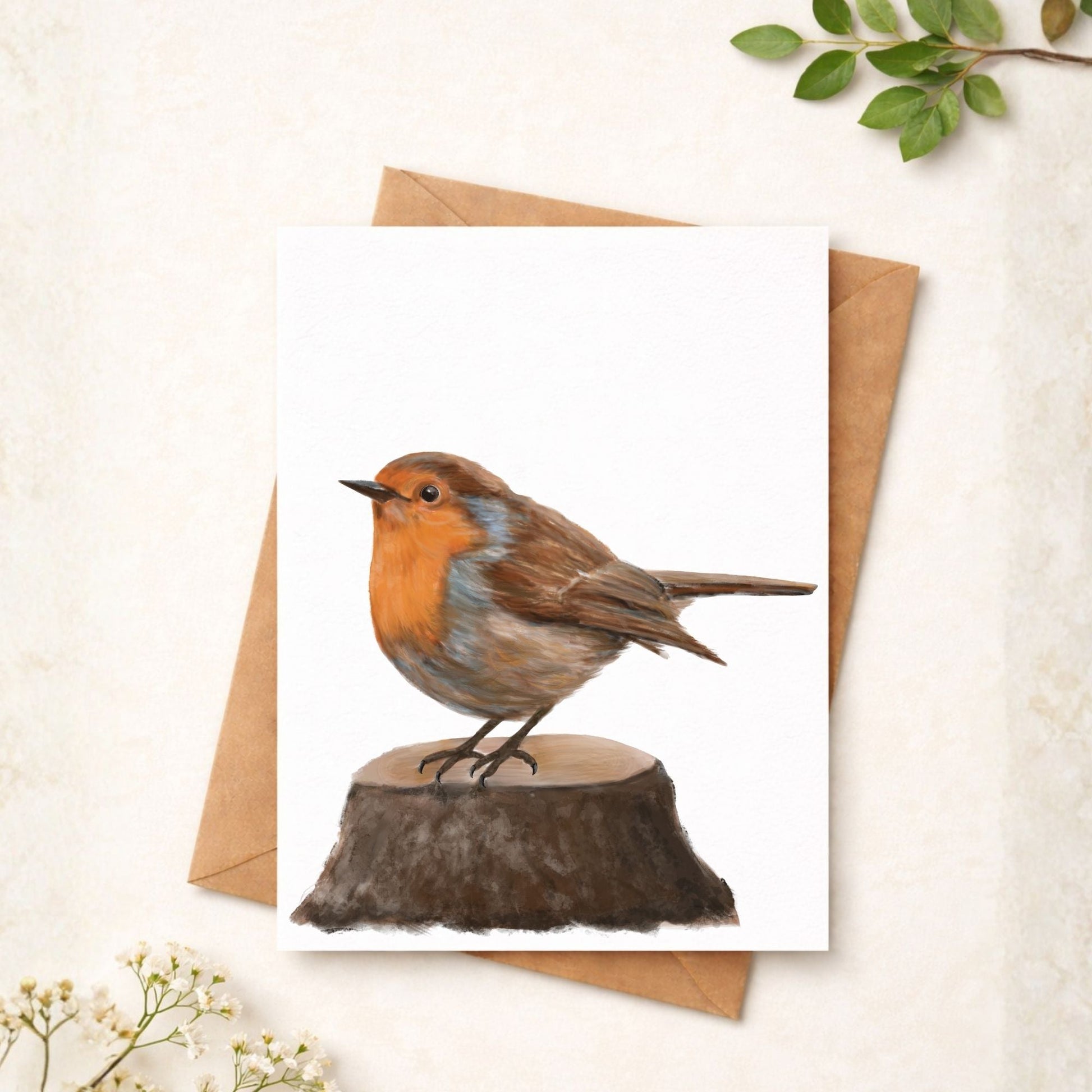 European Robin Postcard - MerikaArt