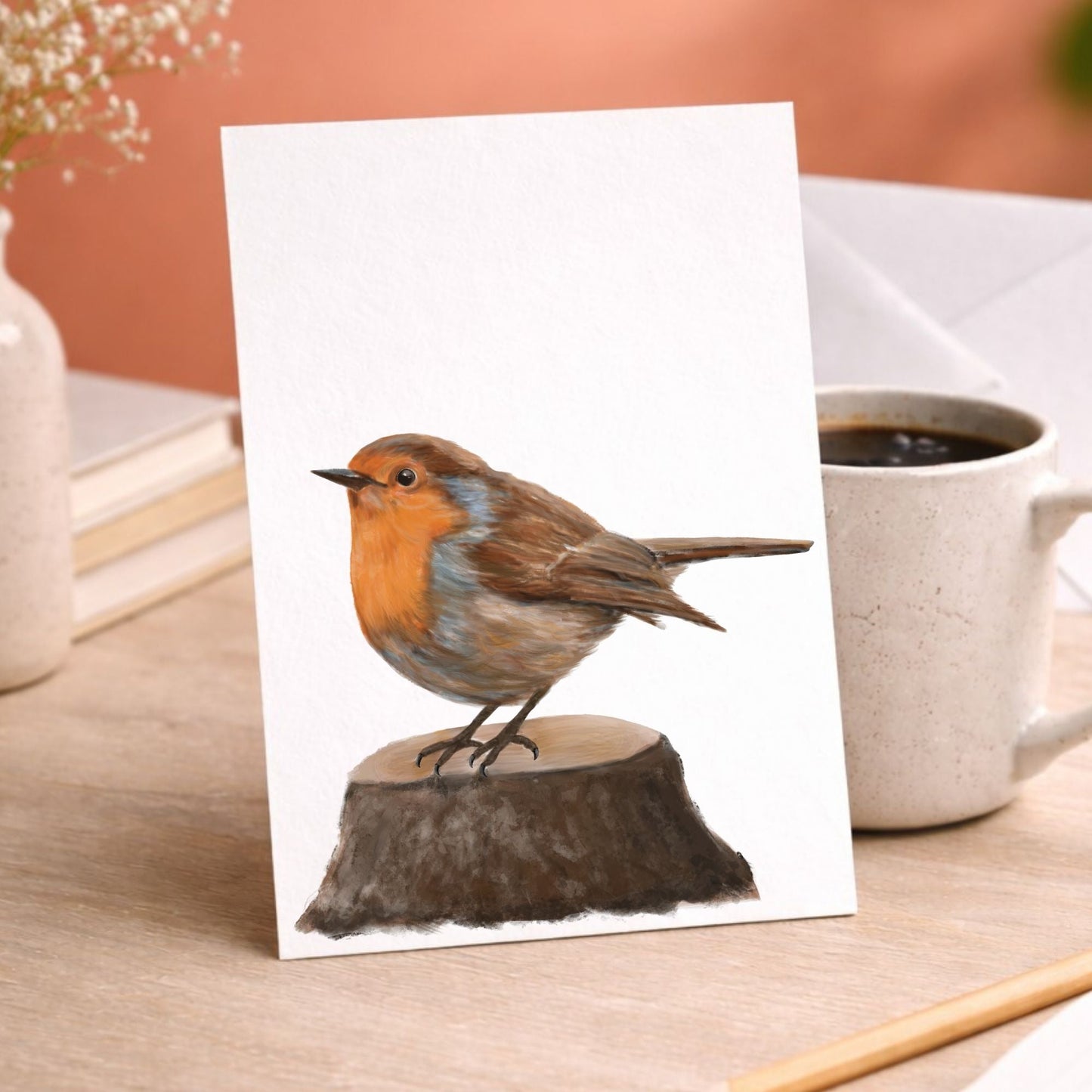 European Robin Postcard - MerikaArt