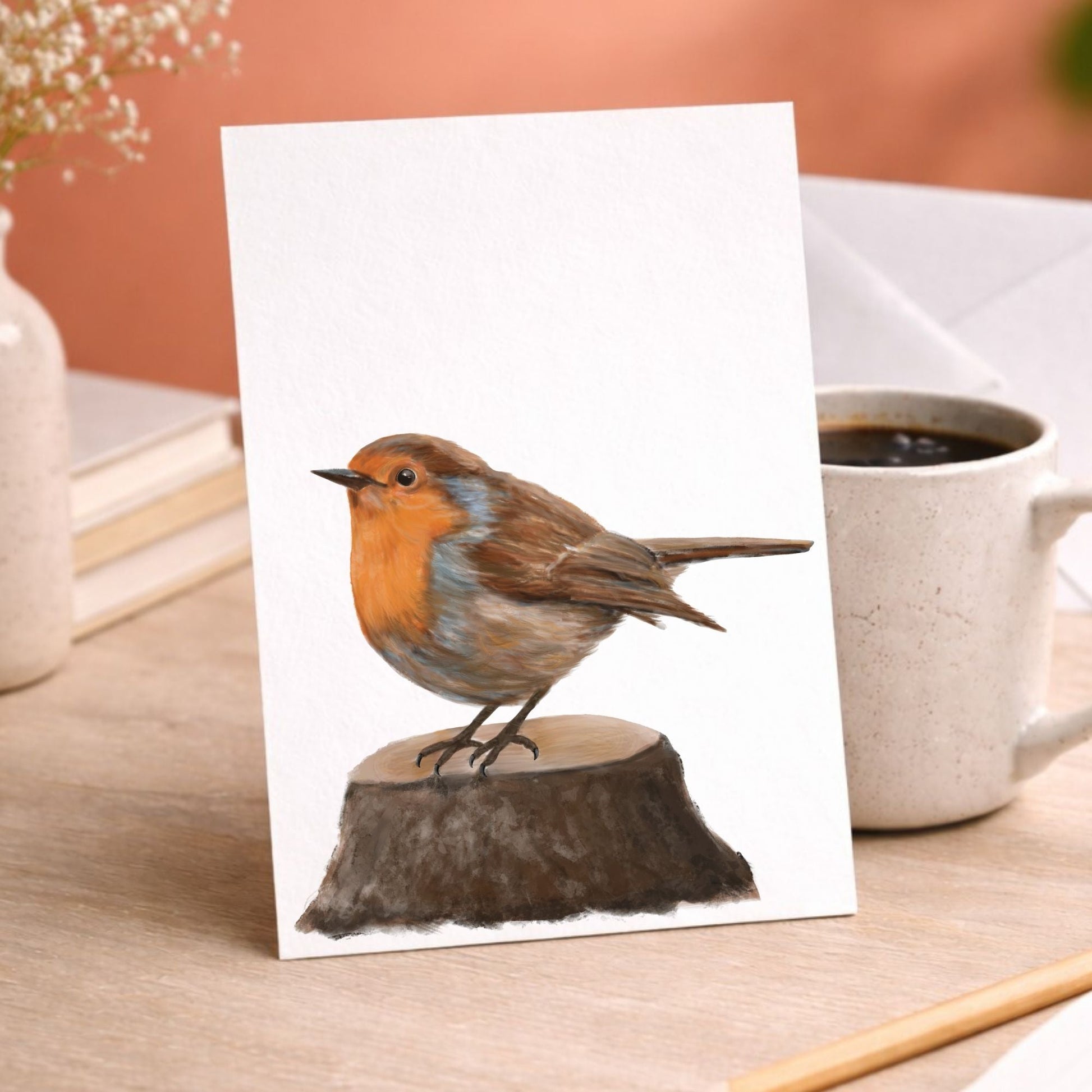 European Robin Postcard - MerikaArt